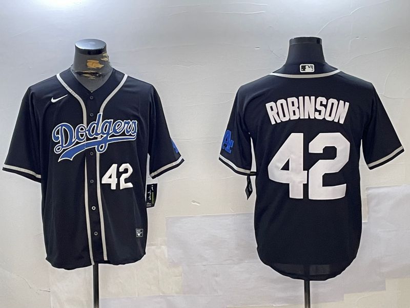 Men Los Angeles Dodgers #42 Robinson Black Game 2024 Nike MLB Jersey style 11203